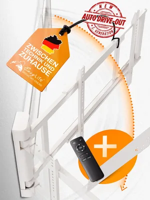 Immagine prodotto di EasyLife Supporto a parete per TV di 2a generazione orientabile elettricamente con funzione di estrazione automatica | anticollisione | ultrasottile 56 mm | 32-75 pollici | 50 kg | bianco