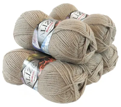 5 x 100g Strickgarn ALIZE BURCUM, 100% Polyacryl, 167 beige