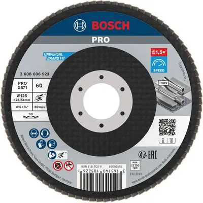 Produktbild von PRO X571 Fächerschleifscheibe, abgewinkelt, 125 mm, K60
