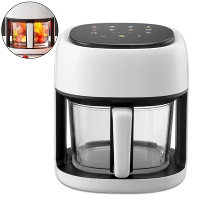 Produktbild von 4,5L Glas Heißluftfritteuse 1350W, Air Fryer mit 10 Smart Menüs, 360° Sichtfenster, LED Touch, Ölfrei, Antihaft, Leicht zu Reinigen