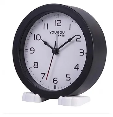 Produktbild von Avizar, Kleine analoge Nachttischwecker mit Standfuss Minimalistisches Design, Schwarz