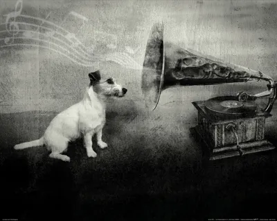 Produktbild von Hunde Kunstdruck Bild - His Master's Voice, Jack Russell Terrier (40 x 50 cm)
