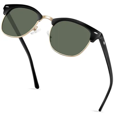 Produktbild von KANASTAL Polarisiert Sonnenbrille Herren Damen Halbrahmen Schwarz Braun