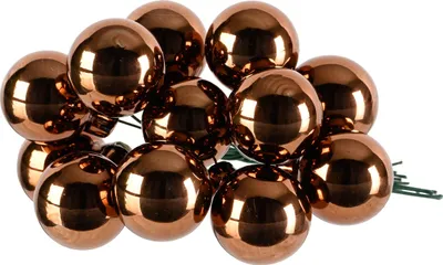 Produktbild von Weihnachtskugeln am Draht 2,5cm Glas 12 Stück - Espressobraun glänzend
