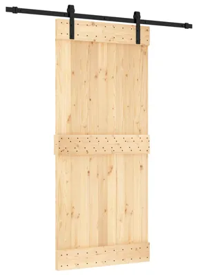 Produktbild von vidaXL Schiebetür Natürlich und Schwarz 90 x 210 cm Massivkiefer