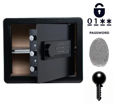 Immagine prodotto di Cassaforte domestica blindata biometrica con impronta digitale 30x35x30 cm Nero