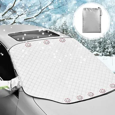Produktbild von Famanu Frontscheibenabdeckung Winter, magnetische Abdeckung, ultra dicke Aluminiumfolie, Eis- und Frostschutz für Autos und SUVs