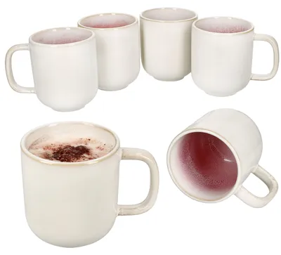 Obrázek produktu pro sada 6 hrnků na kávu Reactive Glaze Paris 350ml růžové válcovité šálky na čaj kakao