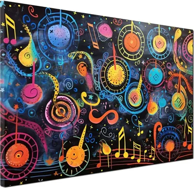 Produktbild von Musik Musiknoten Wandbild Leinwandbild abstrakt Kunstdruck XL Wanddeko: 90x60x4cm