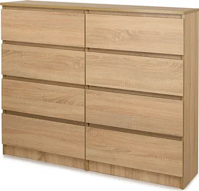 Produktbild von Schöne moderne Kommode mit 8 Schubladen 120 cm Sideboard Schrank: Sonoma