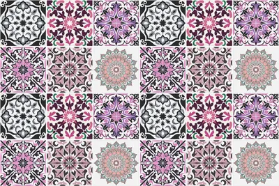 Produktbild von Fliesenaufkleber 20 x 20 cm – 24 Stück – Selbstklebend – Wasserfest – Pflegeleicht – Hitzebeständig – Für Küche & Bad – Mandalas in Pastell
