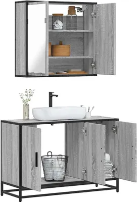Image de Maison Exclusive - Ensemble de meubles de salle de bain 2 pcs Sonoma gris