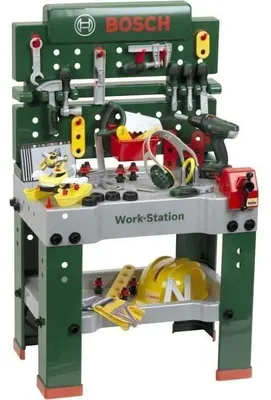 Productafbeelding van Bosch workbench with 81 accessories including an electronic screwdriver and a futuristic vehicle construction set - KLEIN - 8469