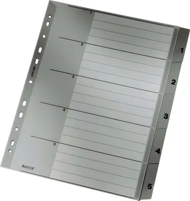 Zdjęcie produktu dla Leitz 1283-00-85 1283 Indeks numeryczny - 1-5, PP, A4 bardzo szeroki, 5 arkuszy, szary