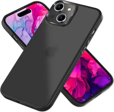 Produktbild von Hybrid Hülle für iPhone 15 Plus Frosted Case Schutz Rand Handyhülle Handy Tasche Schwarz