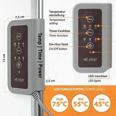 Obrázek produktu pro Infračervený topný panel pro kanceláře – 36 x 45 cm, topná deska – 117 W, elektrický, určený k montáži na stůl – pro kanceláře a domácí kanceláře
