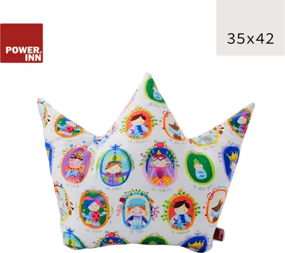 Produktbild von POWER INN Kronenkissen | ca. 42x35cm | Märchenfiguren | Dekokissen | Sofakissen | Kuschelkissen