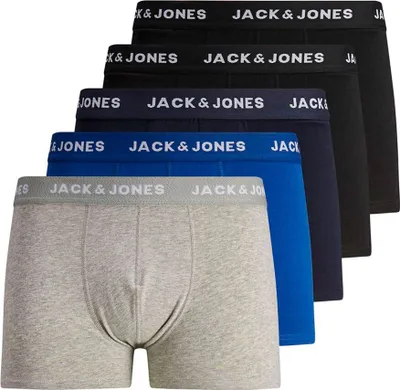 Produktbild von Jack & Jones Trunk Boxershorts BASIC PLAIN im 5 Pack mit elastischem Bund und Logoprint