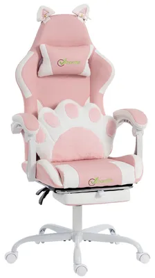 Produktbild von Vinsetto Gaming Stuhl Bürostuhl Ergonomischer Gamer Stuhl mit Fußstütze, Rosa