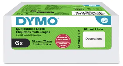 Produktbild von DYMO LabelWriter Mehrzwecketiketten 54x70mm – 6 Rollen, 1.920 Stück