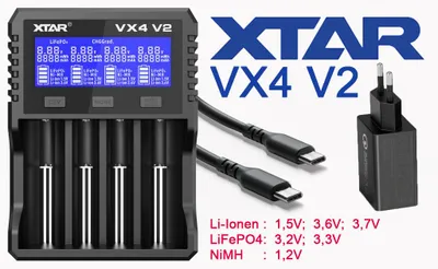 Image de Chargeur pour batteries Li-ion 1,5 V / 3,6 / 3,7 V / Li-FePO4 / Ni-MH XTAR VX4