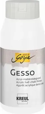 A white bottle of Gesso primer with branding.