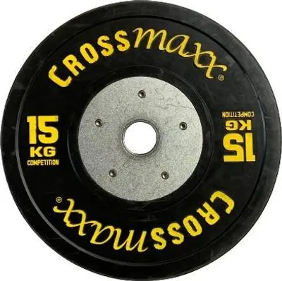 Produktbild von Lifemaxx Crossmaxx Competition Bumper Plate Hantelscheibe Schwarz 50 mm 15 kg