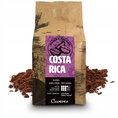 Zdjęcie produktu dla Kawa mielona Caveres COSTA RICA 250g | 100% Arabica ŚWIEŻO PALONA rzemieślnicza palarnia kawy premium