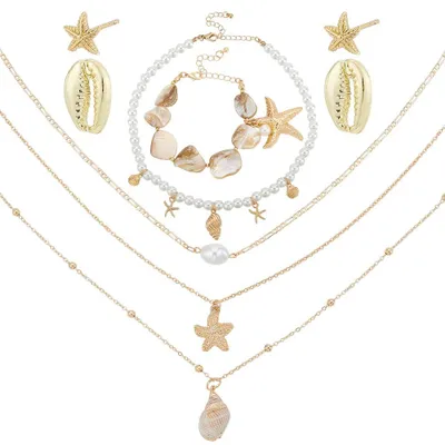 Immagine prodotto di 7 Set di gioielli con conchiglie: collane, braccialetti e orecchini