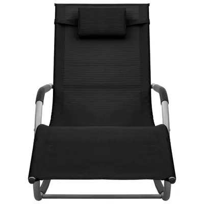 Image de vidaXL Bain de soleil Textilène noir et gris