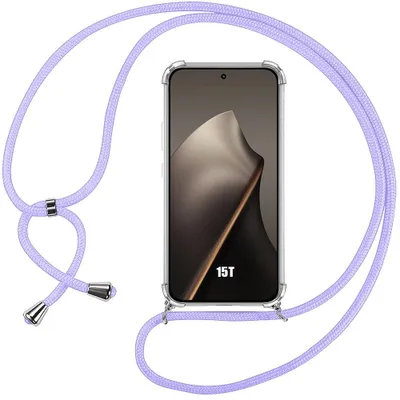 Image de Coque pour Xiaomi 15T, Protection Silicone Renforcée avec Cordon Violet Réglable