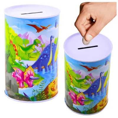 Zdjęcie produktu dla Sparschwein Mit Dinosauriern Metall Bunt 13 x 8 cm