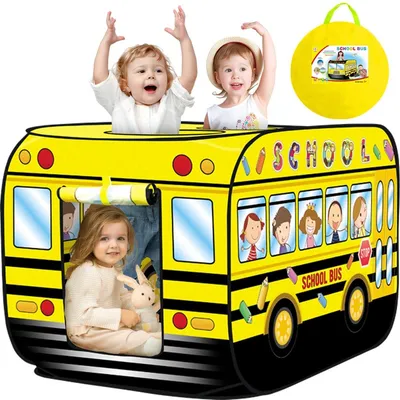 Produktbild von Kinderzelt Pop Up Schulbus Spielzelt Faltbar Indoor Outdoor ab 3 Jahren