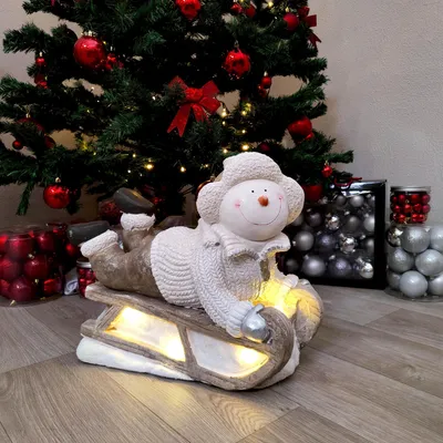 Produktbild von Deko Figur mit Beleuchtung ( B ) Schneemann auf Schlitten