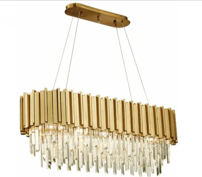 Zdjęcie produktu dla Pipe Organ Variant - Long Chandelier - żyrandol kryształowy podłużny 80cm Mosiądz Złoty