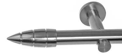 Produktbild von Edelstahl Look Gardinenstange 20mm Wandträger 1-läufig Spitze gerillt, Länge wählbar H31 E81 R