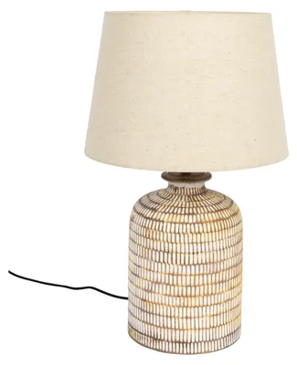 Produktbild von Tischlampe Russel mit handbemaltem Keramikfuß in Beige von Dutchbone