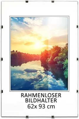 Obrázok produktu pre MG Design Bezrámový obrazový rám, 62 x 93 cm - s klipmi, akrylové sklo, HDF doska - na vertikálne alebo horizontálne zavesenie/postavenie