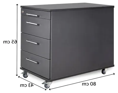 Produktbild von Büro Rollcontainer 80cm mit 3 Schubladen und 1 Materialauszug, abschließbar, 65x43x80cm Ahorn