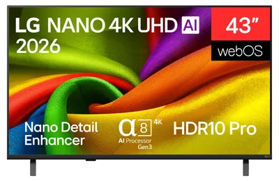 Produktbild von LG NANO 4K UHD AI 43NU850B6LA, 109,2 cm (43"), 3840 x 2160 Pixel, LED, Smart-TV, WLAN, Schwarz
