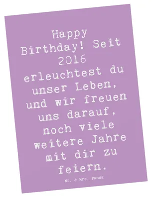 Produktbild von Mr. & Mrs. Panda Postkarte Spruch 2016 Geburtstag - Lavendeltraum - Geschenk, Alter, Ansichtskarte, Abenteuer, einzelkarte, Ansichtskarten, Postkarten, Happy Birthday