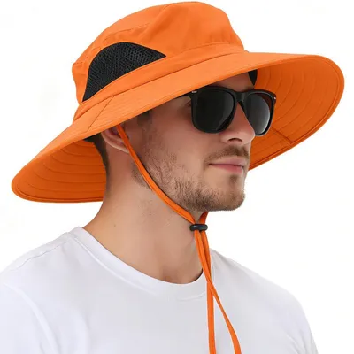 Immagine prodotto di Cappello da sole da uomo e da donna, protezione UV UPF 50+, pieghevole, cappello estivo, cappello da trekking, colore arancione