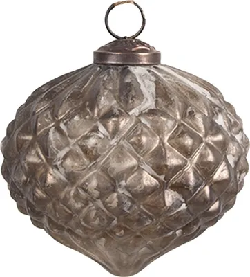 Zdjęcie produktu dla Clayre & Eef bombka świąteczna Ø 8x8 cm brązowe szkło w kolorze srebrnym