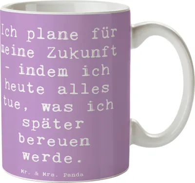 Produktbild von Mr. & Mrs. Panda Becher Spruch Lebensziele und Abenteuer - Lavendeltraum - Geschenk, Lächeln, Stimmungen, Keramiktasse, Trinkbecher, Motivation, Kaffeebecher, Tasse