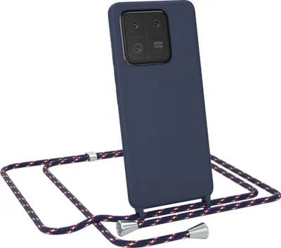 Produktbild von EAZY CASE Handykette kompatibel mit Xiaomi 13 Pro Handyhülle zum Umhängen, Silikon Hülle mit Band, Schutzhülle mit Ersatzkordel, Stylische Kette für Smartphone, Blau Camouflage