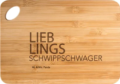 Produktbild von Mr. & Mrs. Panda Schneidebrett Schwippschwager - Transparent - Geschenk, Schwager, Frühstücksbrettchen, Hackbrett, Spruch, Brett, angeheiratet, Verwandtschaft, Holzbrett