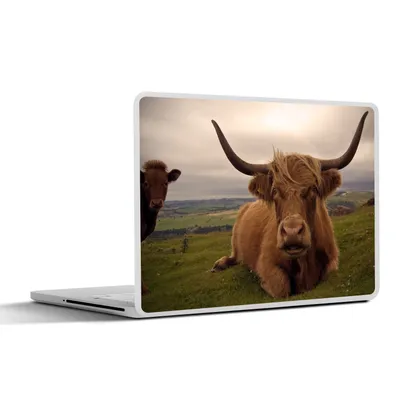 Produktbild von MuchoWow® Laptop Aufkleber Sticker Cover Schottischer Highlander - Tiere - Berg 30x22 cm - Laptop-Sticker