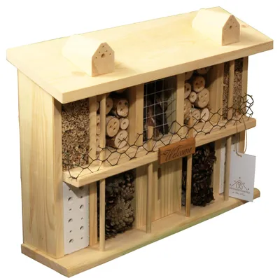 Immagine prodotto di "Landsitz Superior" hotel per insetti con 10 stanze per api selvatiche, 47 x 12,5 x 34 cm, pino