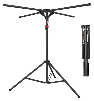 Zdjęcie produktu dla Suszarka do bielizny Relaxdays, składana, do 15 kg, z regulacją wysokości, wys. x gł.: 100–180 x 125 cm, czarna