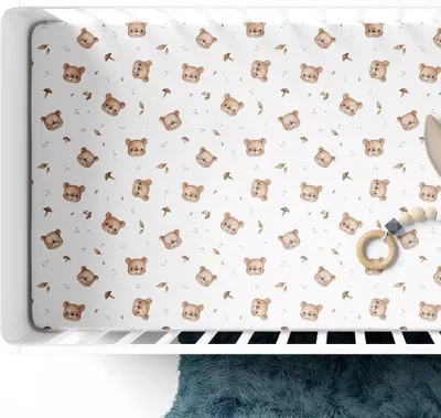 Produktbild von Muminky | Spannbettlaken für Kinderbetten 60x120cm - 100% Baumwolle - Braune Teddybären - Atmungsaktiv und Hypoallergen
